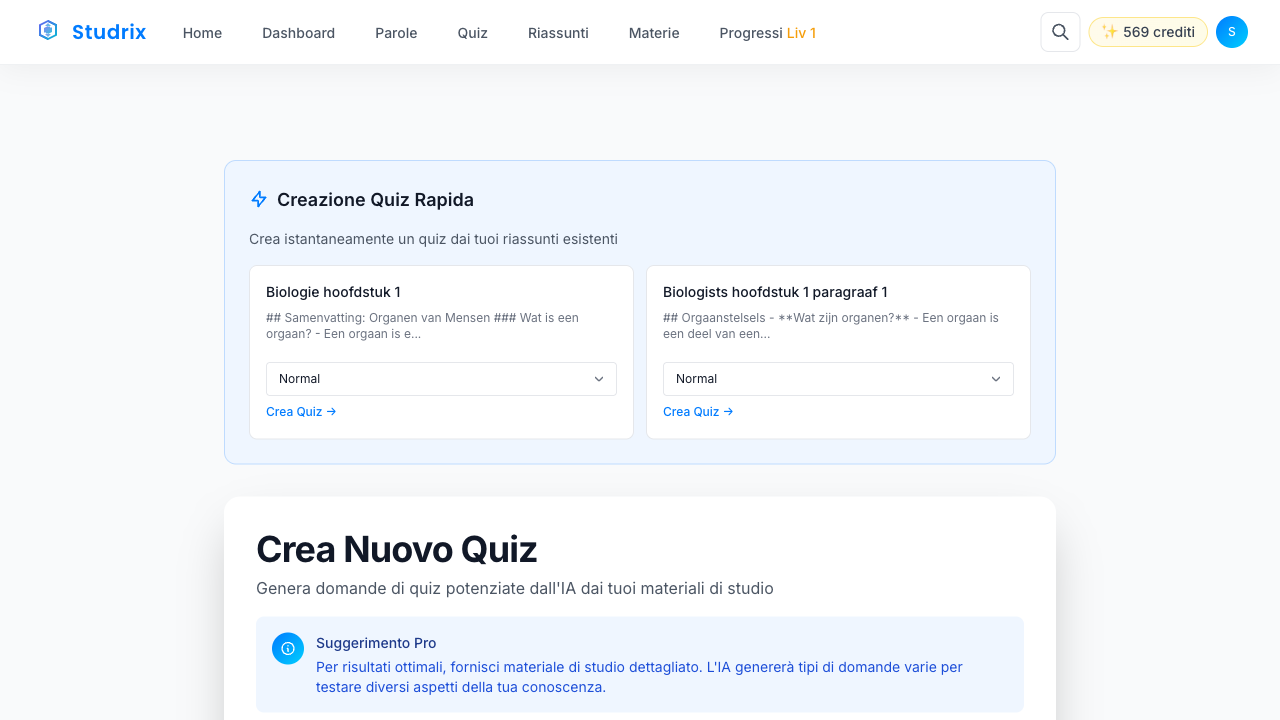 Generated study materials